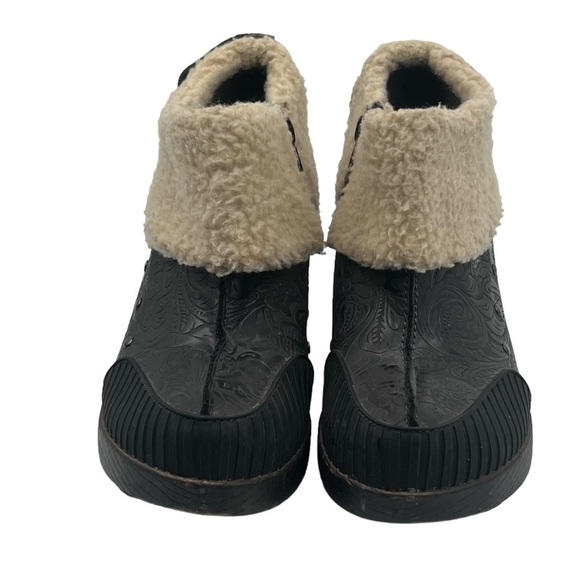 JBU Brown Black Side Zipper Faux Fur Ankle Booties Size 8.5 Women's - Picture 3 of 9